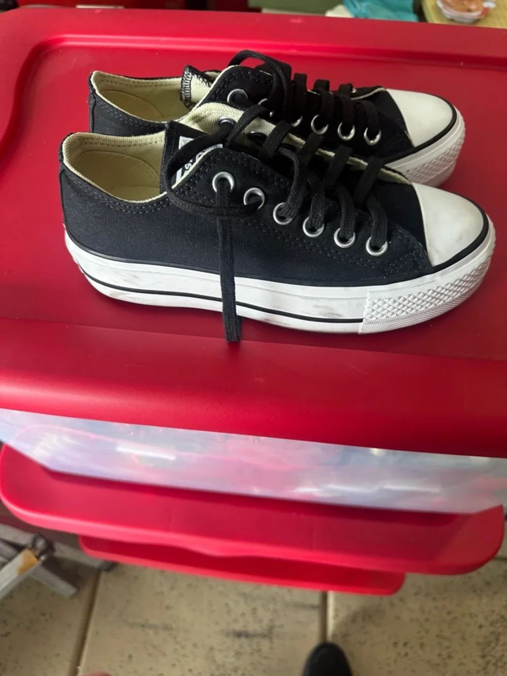 Converse Black Low-Top Sneaker with White Trim - Picture 5 of 5